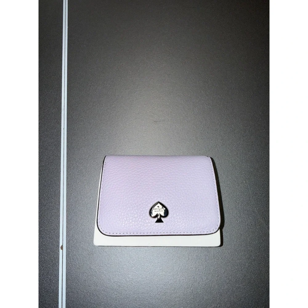 Kate Spade Kayla Pebbled Leather Small L-Zip Bifold Wallet Light Froz KK056 - Picture 3 of 9